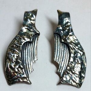 JEAN-CLAUDE DARVEAU CANADA MODERNIST Earrings TEXTURED SILVER TONE